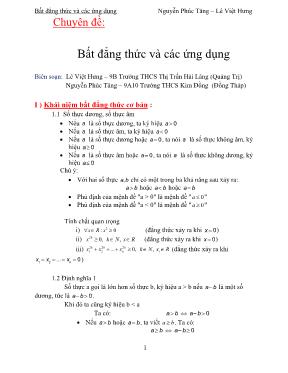 Toán 9 - Chuyên đề Bất đẳng thức và các ứng dụng